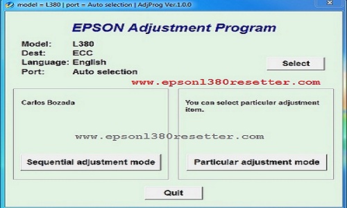 Epson l380 l383 l385 l485 resetter
