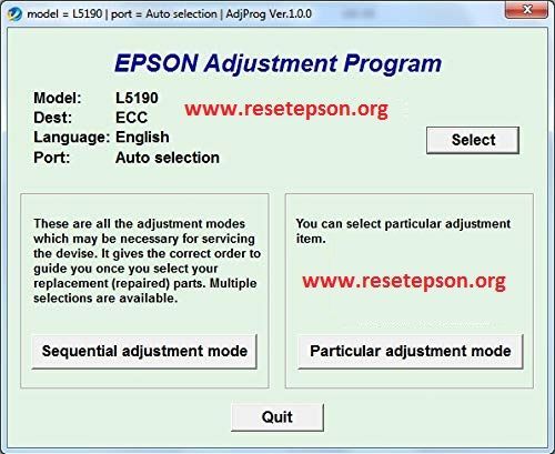 Epson L5190 Adjustment Program Download