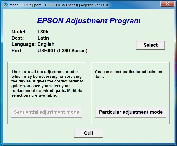 Epson l805 Adjustment Program Download