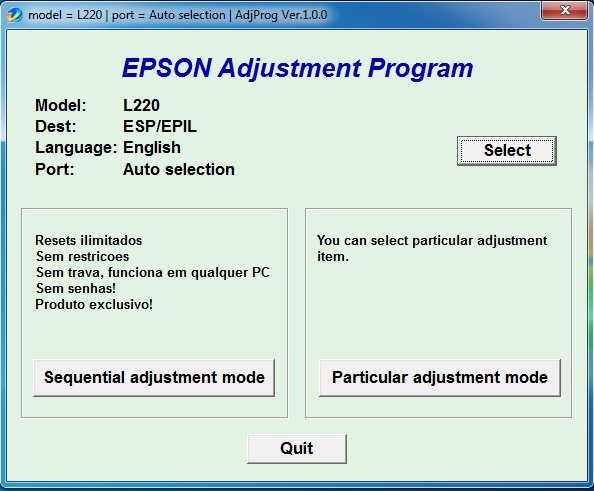Epson L220 Adjustment Program Download